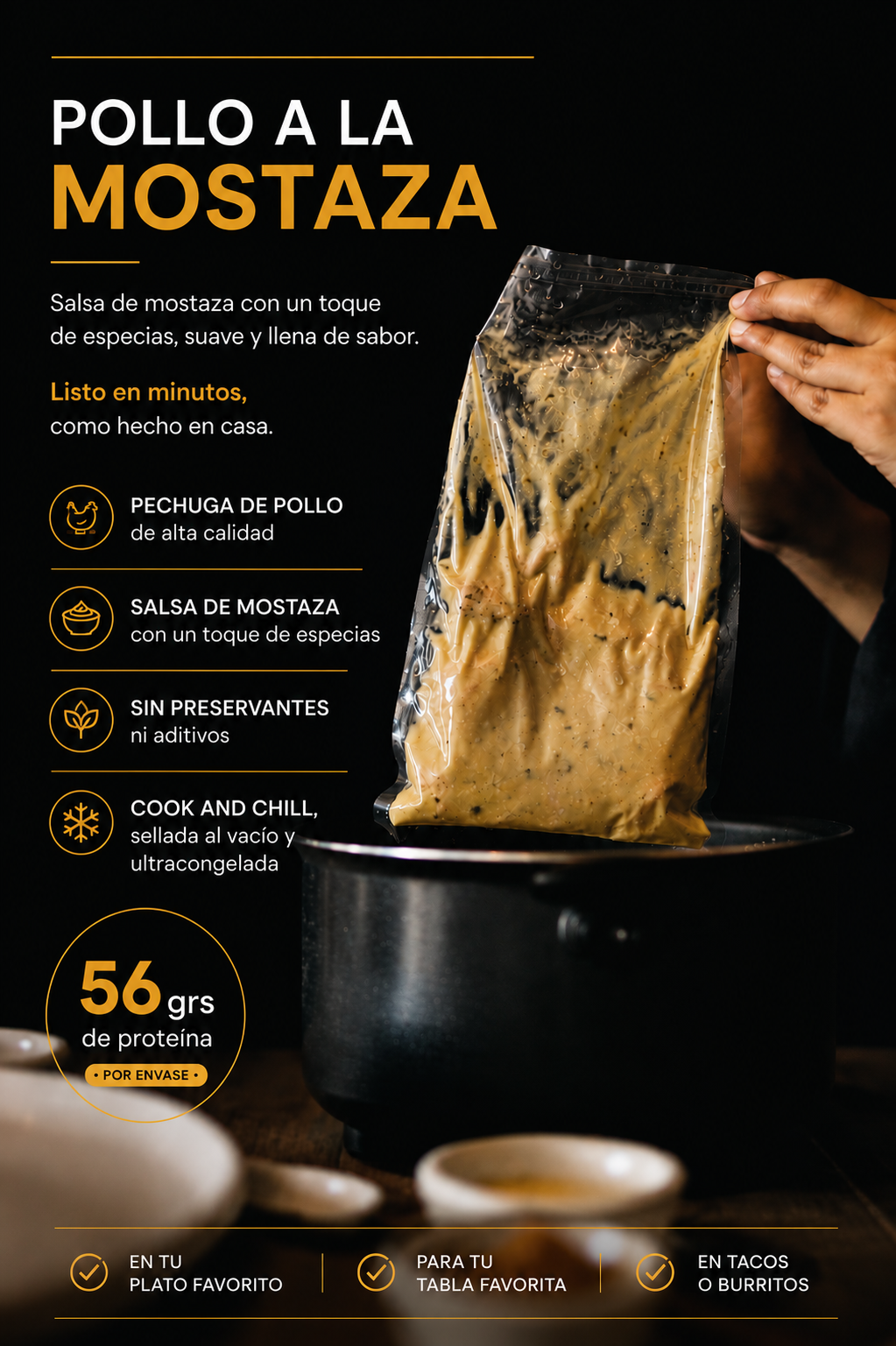 Pollo a la mostaza ideal para almuerzo saludable a domicilio