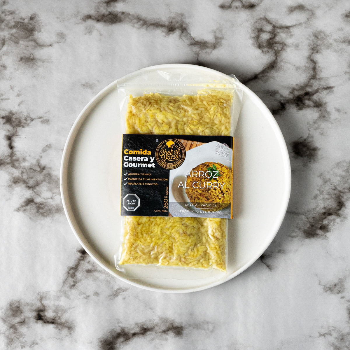 Arroz al curry ultracongelado y sellado al vacío, listo para calentar