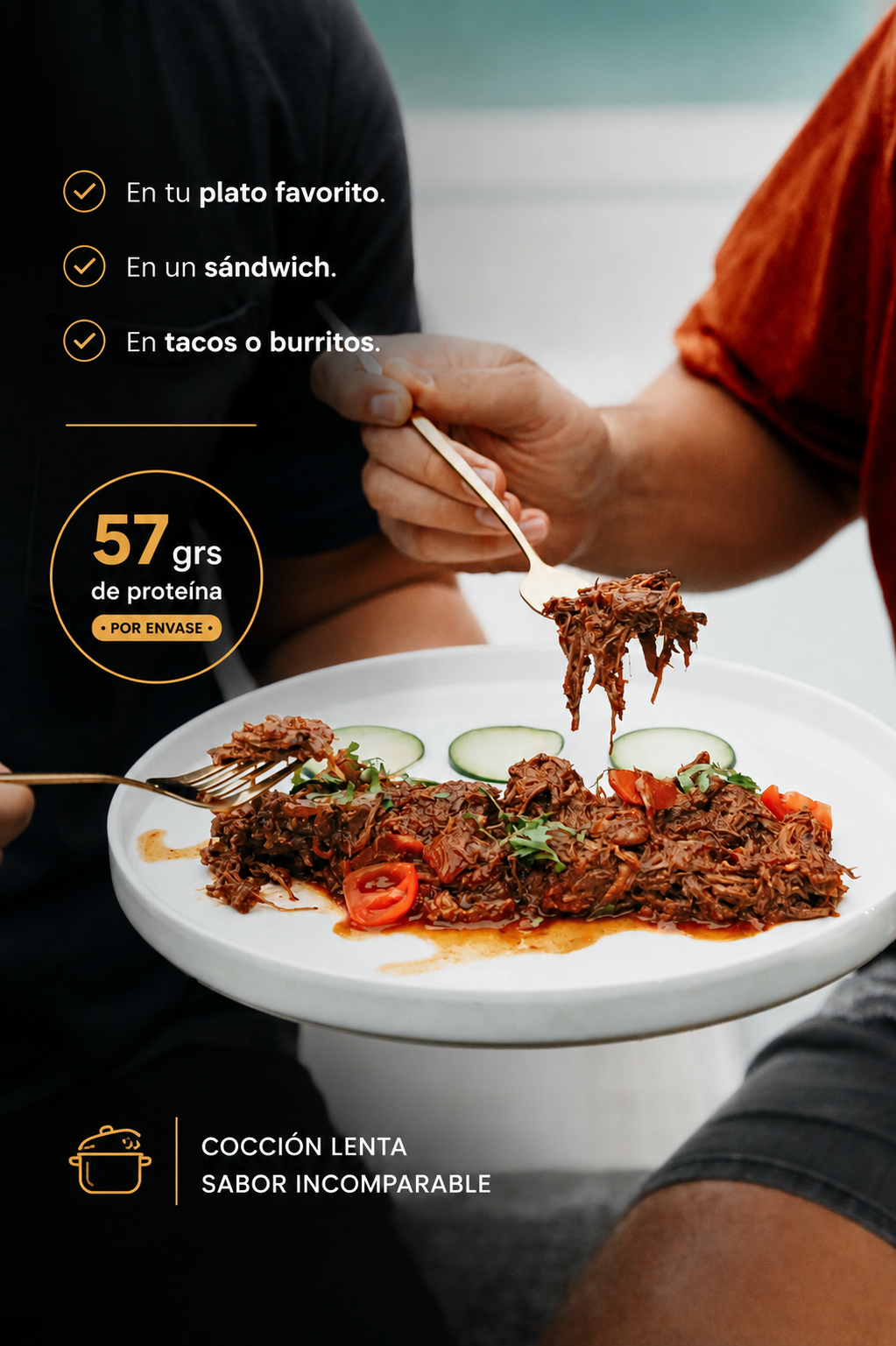 Carne mechada ideal para almuerzo saludable a domicilio