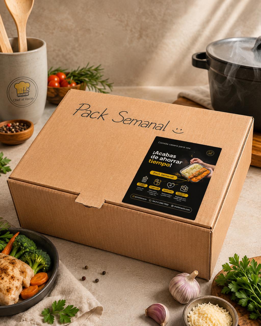 Pack Semanal con platos variados, comida al vacío congelada